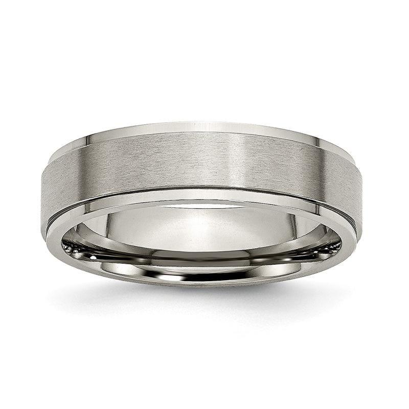 Titanium Ridged Edge 6mm Brushed and Polished Band - Seattle Gold Grillz