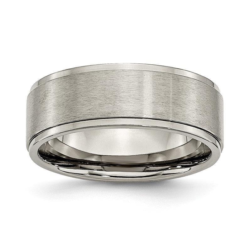 Titanium Ridged Edge 8mm Brushed and Polished Band - Seattle Gold Grillz