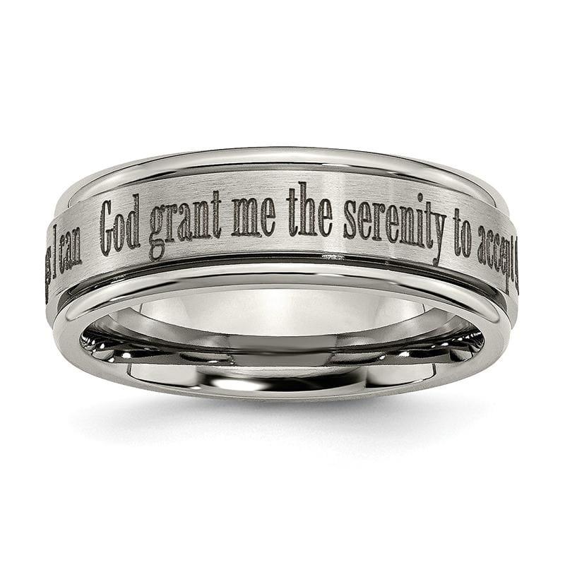 Titanium Ridged Edge 8mm Laser Design Brushed & Polished Band - Seattle Gold Grillz