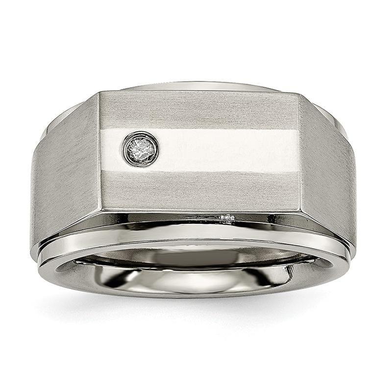 Titanium Satin & Polished Diamond Band - Seattle Gold Grillz