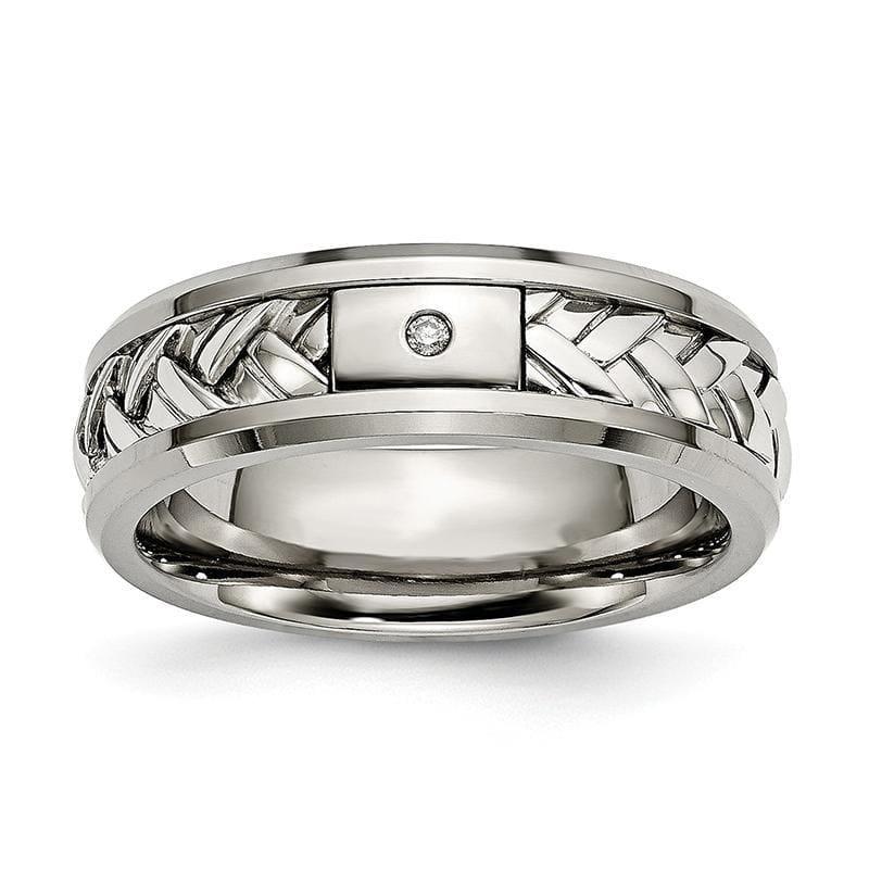 Titanium-Sterling Silver Inlay Polished 1pt. Diamond 7mm Band - Seattle Gold Grillz