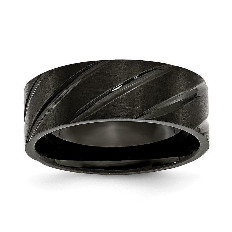 Titanium Swirl Design Black IP-plated 8mm Brushed-Polished Band - Seattle Gold Grillz
