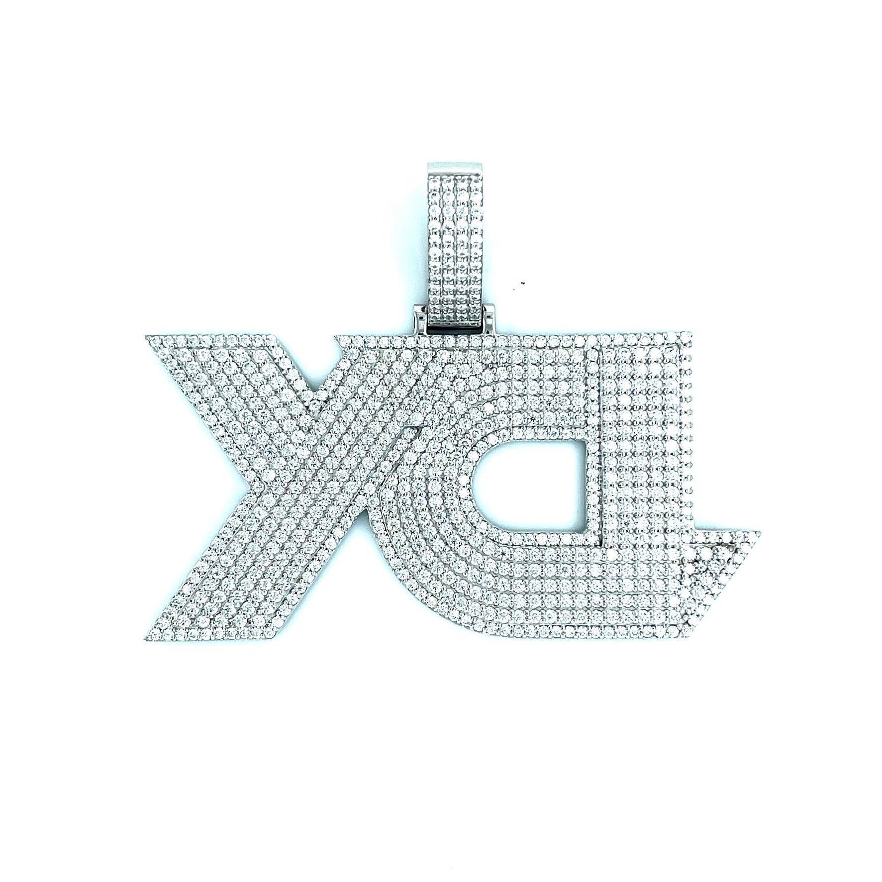 White Gold Moissanite 3 Letter Pendant - Seattle Gold Grillz