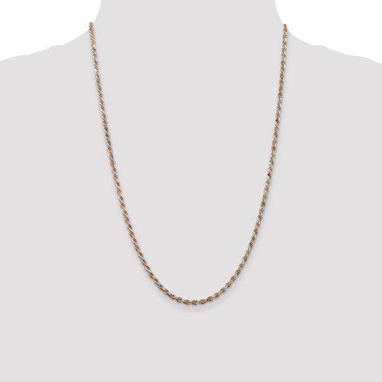 Sterling Silver 2.5mm Rose Vermeil Diamond-cut Rope Chain